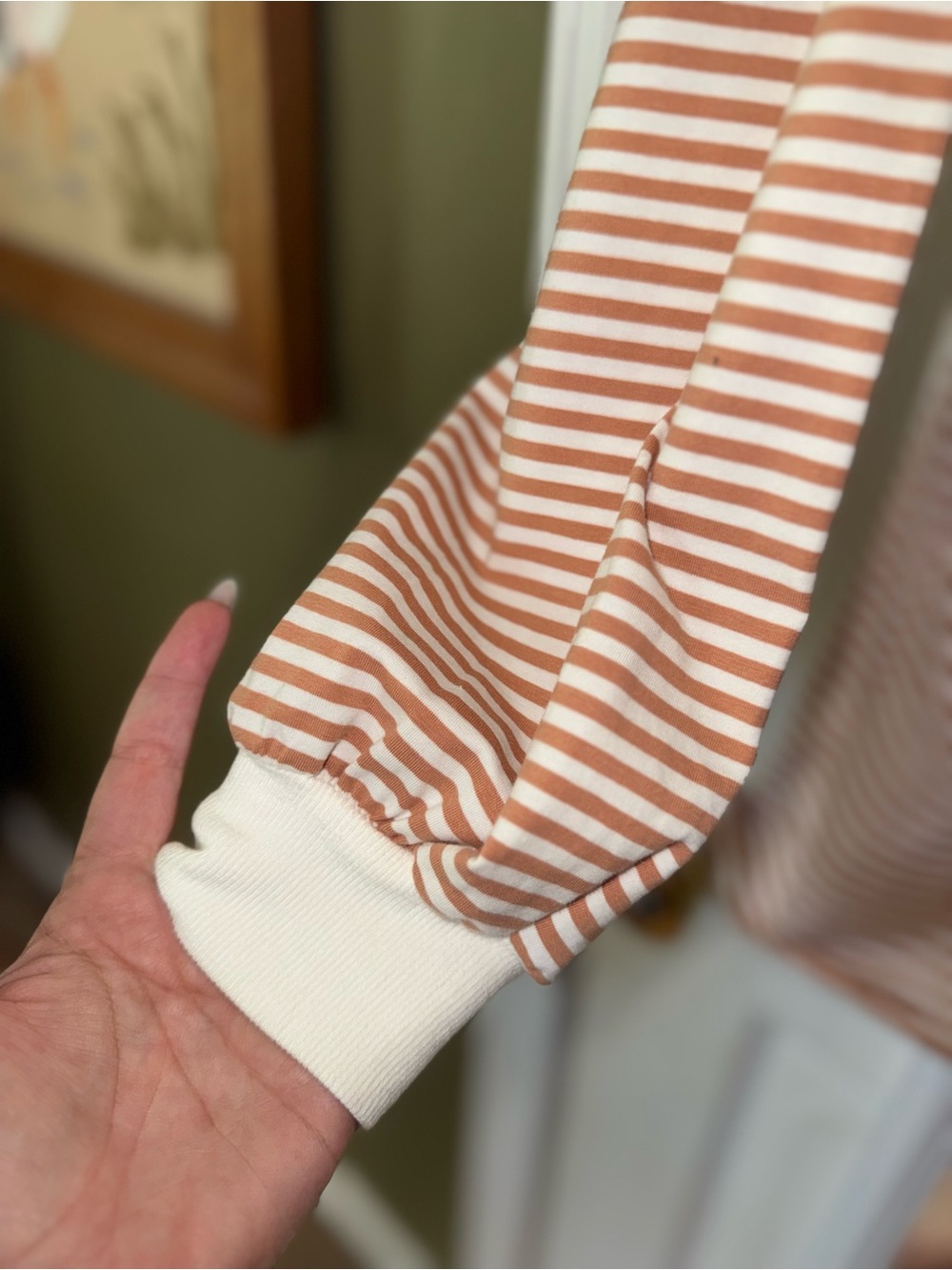 LA MIEL Striped Cream and Brown Long Sleeve Top - Picture 5 of 6